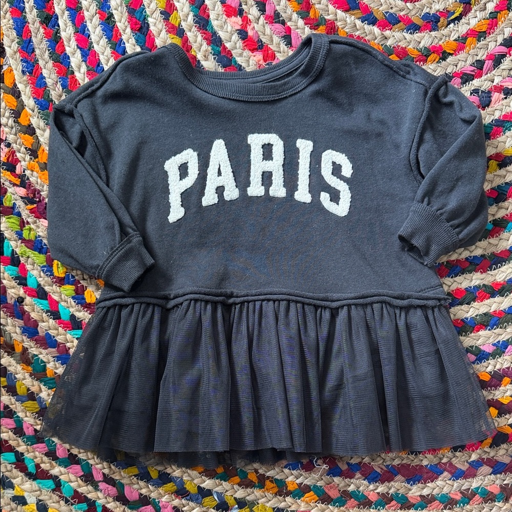 Grayson Mini Girls Black 'Paris' Peplum Sweatshirt Top - 18M